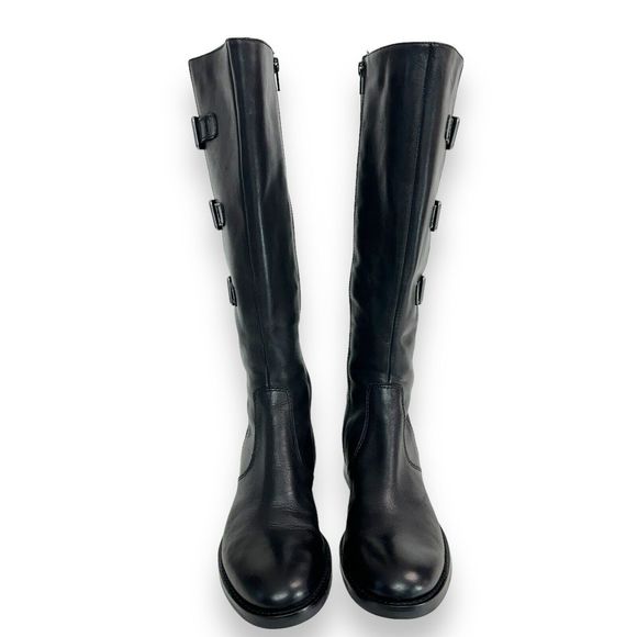 ECCO Knee High Boots Sz 38 7-7.5 Hobart Harness Riding Black Leather Equestrian - Picture 3 of 14